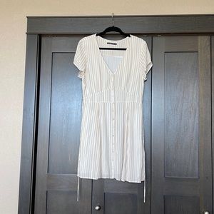 Abercrombie tan and white striped dress